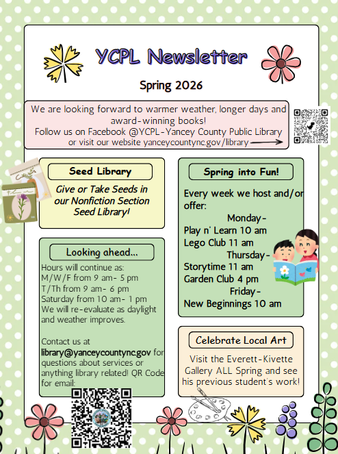 Yancey County Public Library Spring 2026 Newsletter